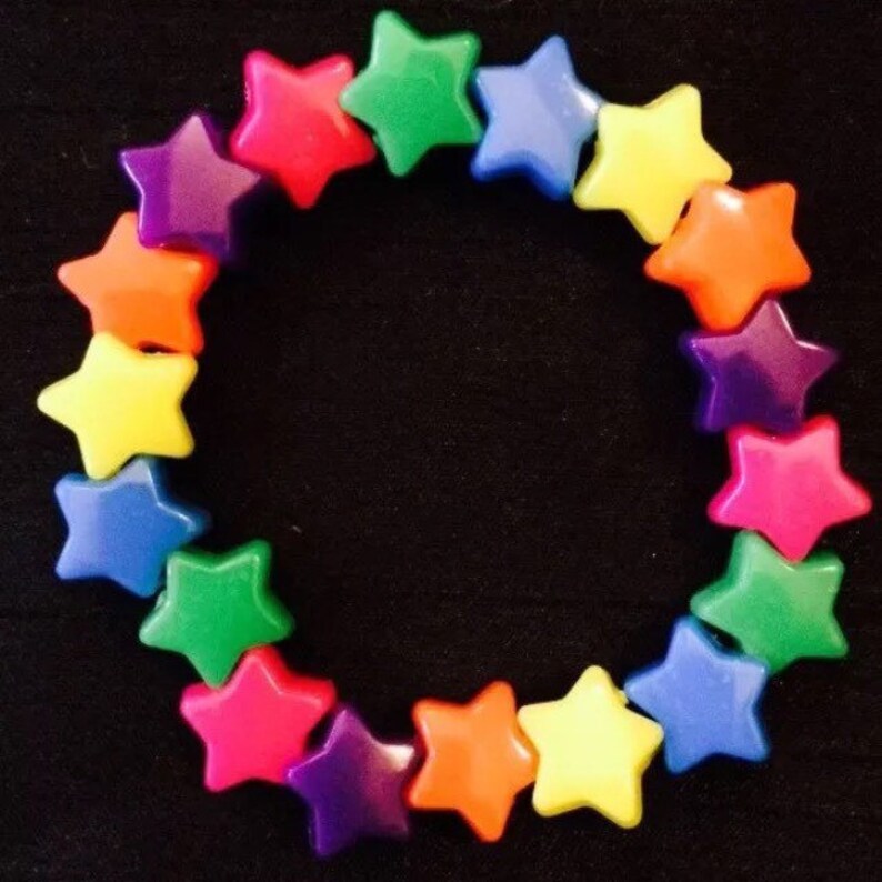 Rainbow star bead festival rave bracelet neon party
