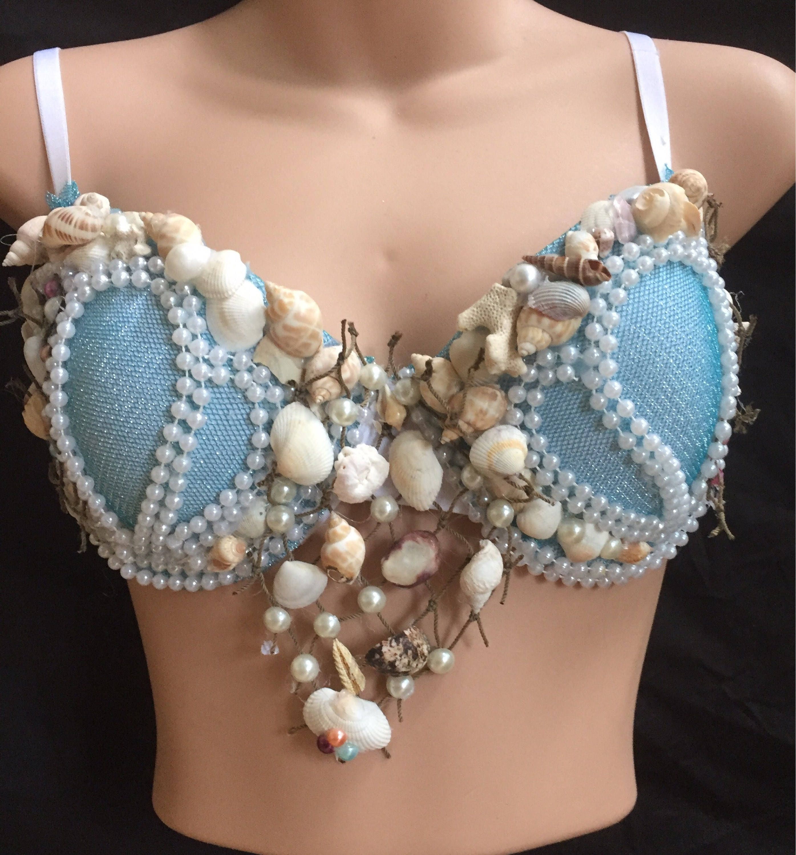 Buy Designer Mermaid Sea Shell Rave Party Padded Bra Top Sz 34d
