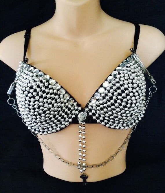 50 SHADES BONDAGE Fancy Dress Rave Bra Sz 34c 34b Clubwear Dress up Charity  Run BNWT 