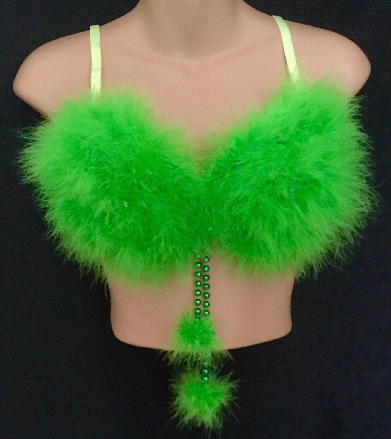 Designer Fluffy Neon Green Rave Bra 34b Clubwear EDC Party Etsy UK