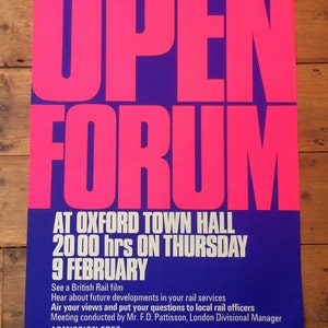 Vintage original 1960s Oxford railway travel poster - British Rail