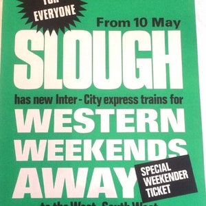 Vintage original Slough Railway Travel Poster - British Rail