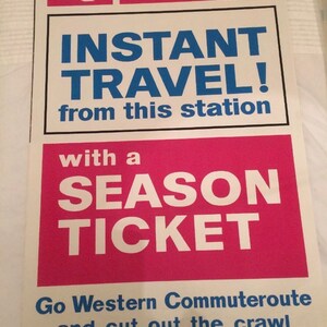 Vintage British Rail Transport Poster Pink Blau 'Instant Travel With a Season Ticket''