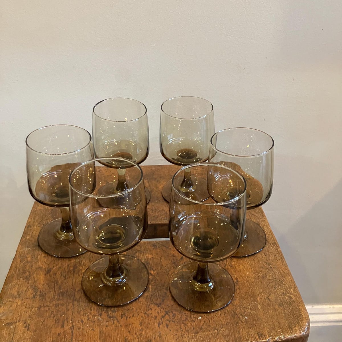 Six Libbey Tawny Smoked Wine Glasses - Etsy