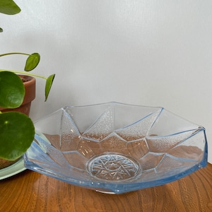 Blaue Vintage Glasschale, Obstschale, Pressglas