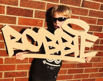 Personalised nursery name, child's name sign, large personalised name sign, MDF signs, graffiti style wall sign, teenagers bedroom sign