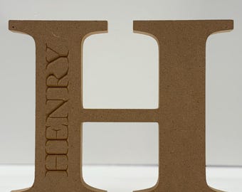 Engraved Personalised Wooden Letters - Blank MDF Letters - 200mm MDF Letter A-Z - Free standing MDF Letter