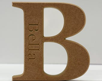 Engraved Personalised Wooden Letters - Blank MDF Letters - 200mm MDF Letter A-Z - Free standing MDF Letter, bevelled edges, Children's decor