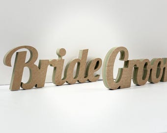 Bride & Groom free standing MDF Letters - Personalised MDF, Wooden Signs, Weddings, marriage, Wedding gifts