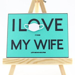 Tarjeta de golf divertida hecha a mano, tarjeta de golf, tarjeta de esposa de golfista, tarjeta de amo a mi esposa, tarjeta de golfista, tarjeta de máscara