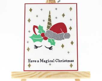 Handmade Unicorn Christmas Card