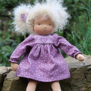 Waldorf-style finished Luna doll with straight arms and legs, 25 cm