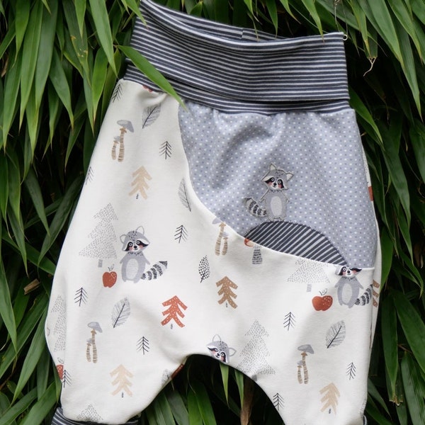 Nähset Babyhose zum Mitwachsen "Waschbär", Gr. 56 - 74