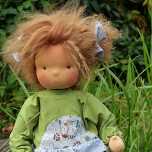 Finished baby doll "Mila" 50 cm, including hair made of Tibetan fur and clothes, Waldorf style doll