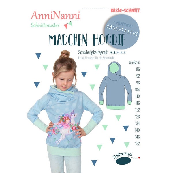 Blaubeerstern Mädchen-Hoodie by AnniNanni, Gr. 86 - 152, Schnittmuster und Anleitung