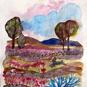 Original ink and watercolour drawing,  A5 size original art, artwork, wall art,  art décor, gift
