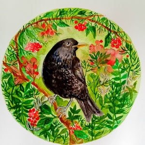 Amsel Aquarell A4 Größe Malerei Druck, ein Geschenk für Naturliebhaber