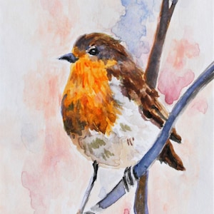 Original Bird Painting, Robin  Watercolour Painting,  British Wildlife, Bird Art, Gift for Gardener,Bird painting , Birthday Gift