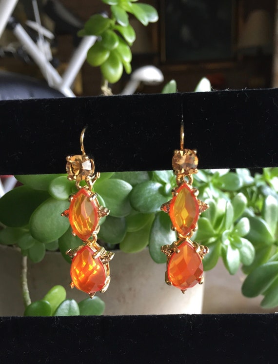 Joan Rivers Tangerine Crystal Gold Tone Earrings … - image 5
