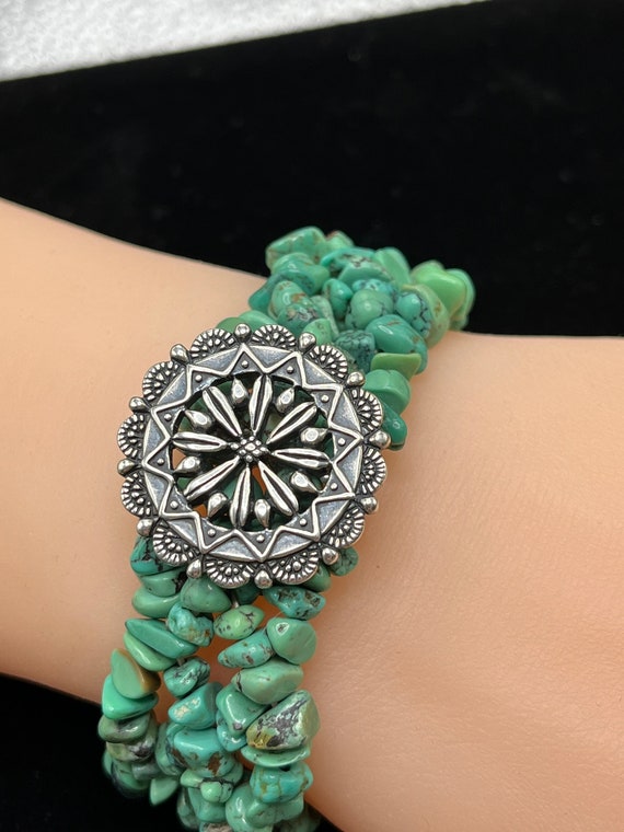 Vintage Monet Turquoise Bracelets- Stone Sleek Stretch  Vintage Turquoise Stretch Bracelet main image 1