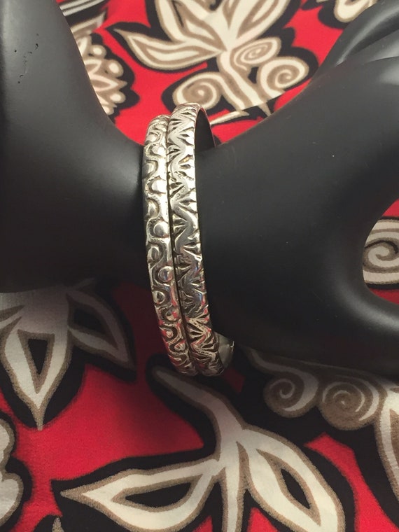 Vintage Mexico Silver Stackable Bangle Bracelet S… - image 6