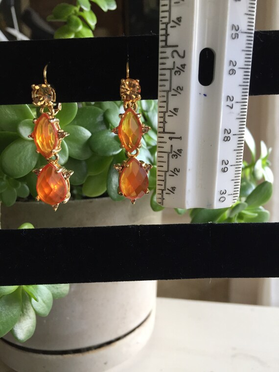 Joan Rivers Tangerine Crystal Gold Tone Earrings … - image 6