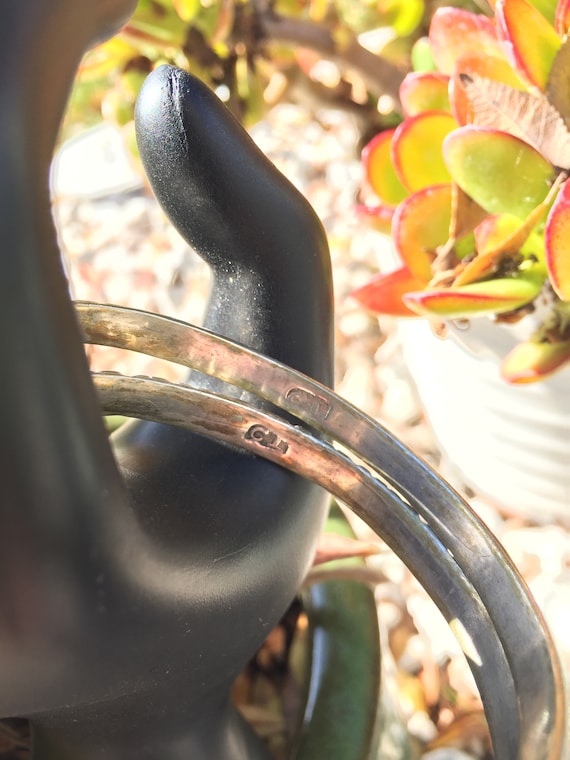 Vintage Mexico Silver Stackable Bangle Bracelet S… - image 7