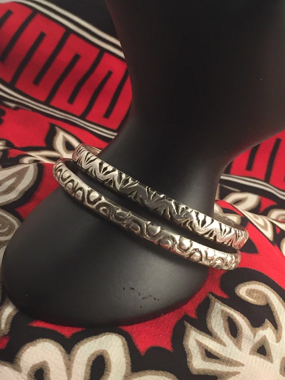 Vintage Mexico Silver Stackable Bangle Bracelet S… - image 5