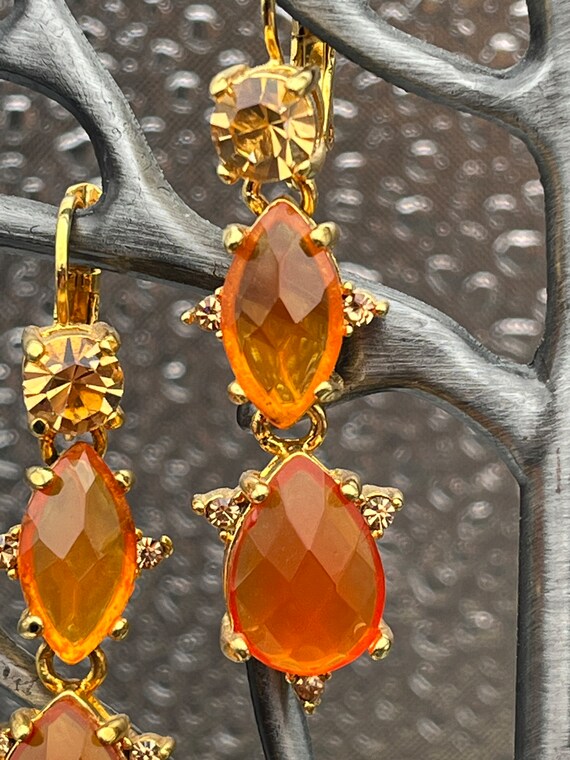Joan Rivers Tangerine Crystal Gold Tone Earrings … - image 2