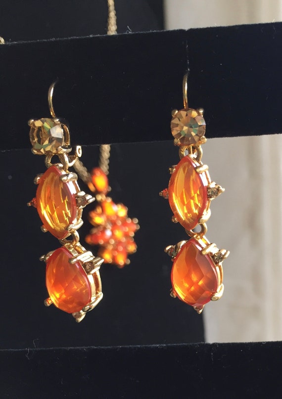 Joan Rivers Tangerine Crystal Gold Tone Earrings … - image 8