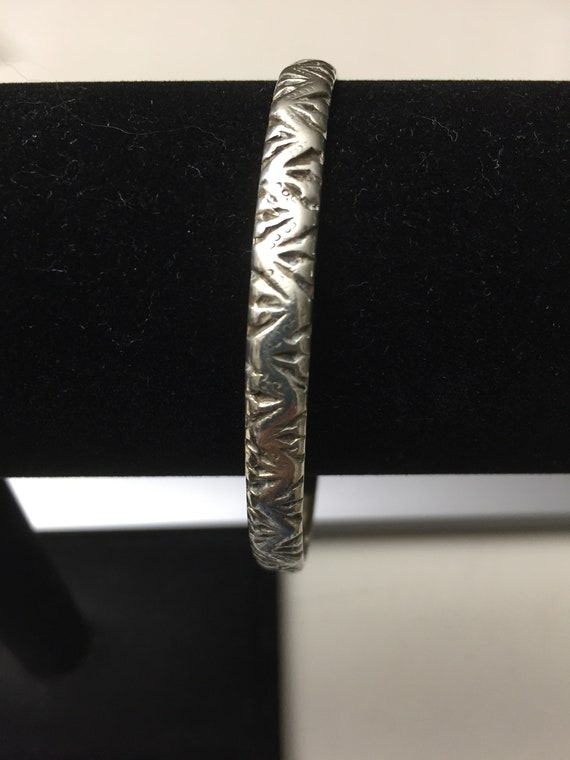 Vintage Mexico Silver Stackable Bangle Bracelet S… - image 3