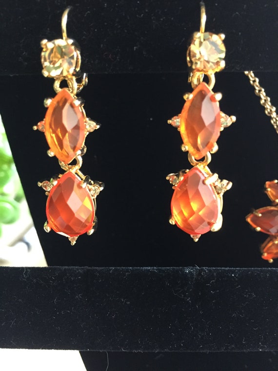 Joan Rivers Tangerine Crystal Gold Tone Earrings … - image 7