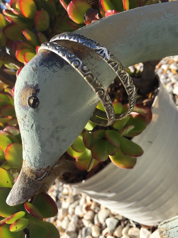 Vintage Mexico Silver Stackable Bangle Bracelet S… - image 8