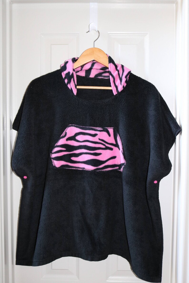 Pink Zebra Girls Hooded Poncho Towel for Swim or Bath
