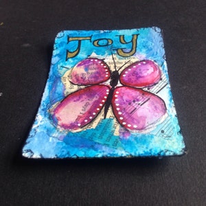 Pintura original ATC ACEO tarjeta de arte mariposa inspiradora - hecho a la orden
