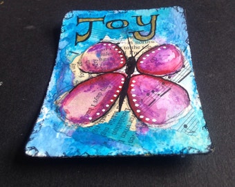 Original Painting ATC ACEO Art Card Butterfly Inspirational - Made to Order