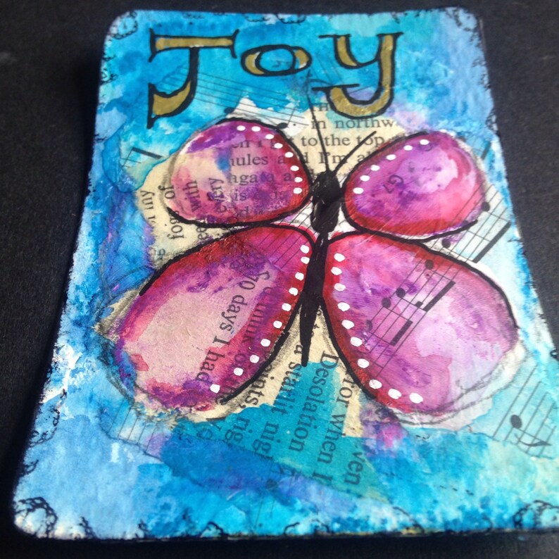 Original Painting ATC ACEO Art Card Butterfly Inspirational image 3