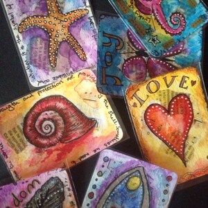 Pinturas originales ATC ACEO tarjetas de arte inspirador hechas a pedido inusual