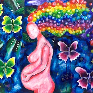 Painting Pregnancy Art - Print of Original Painting - Childbirth Motherhood Blessingway