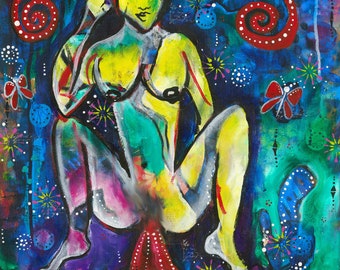 Divine Feminine Art Painting - Large Canvas - Acrylic - Original Fine Art - Red Tent Menstrual Kali