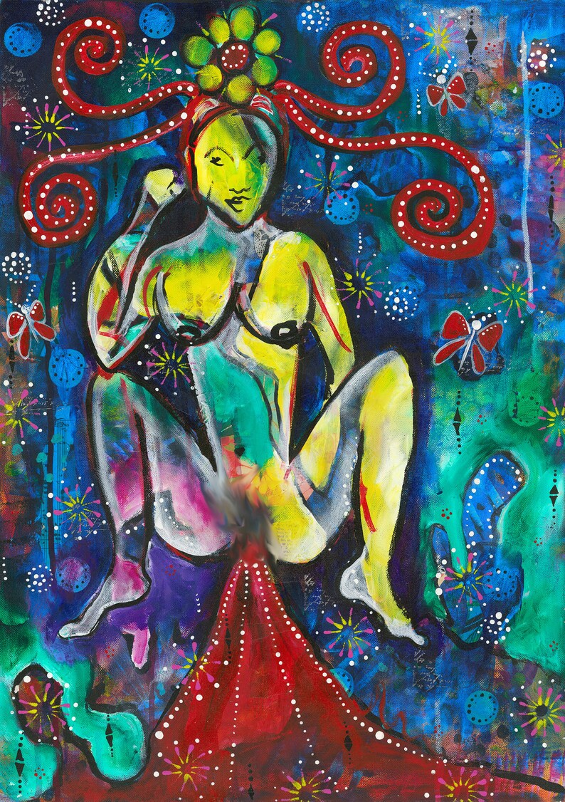 Divine Feminine Art Painting - Large Superior Acrylic Original Canvas Super-cheap
