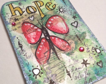 Butterfly Painting Original Art Affirmation Card ATC ACEO Artists Trading Card - Made to Order