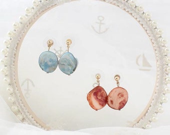 Faux natural marble resin earrings ear-studs