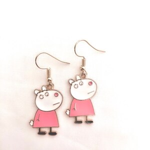 Peppa Pig inspired Earrings, Peppa Pig and Her Friends Earrings, Suzy Sheep image 3