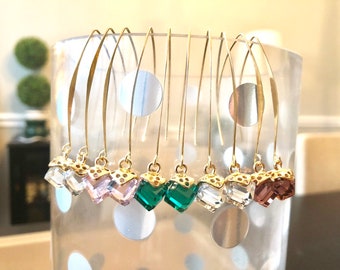 Crystal Druzy Stone Plated sculptural drop Earrings long hook earrings