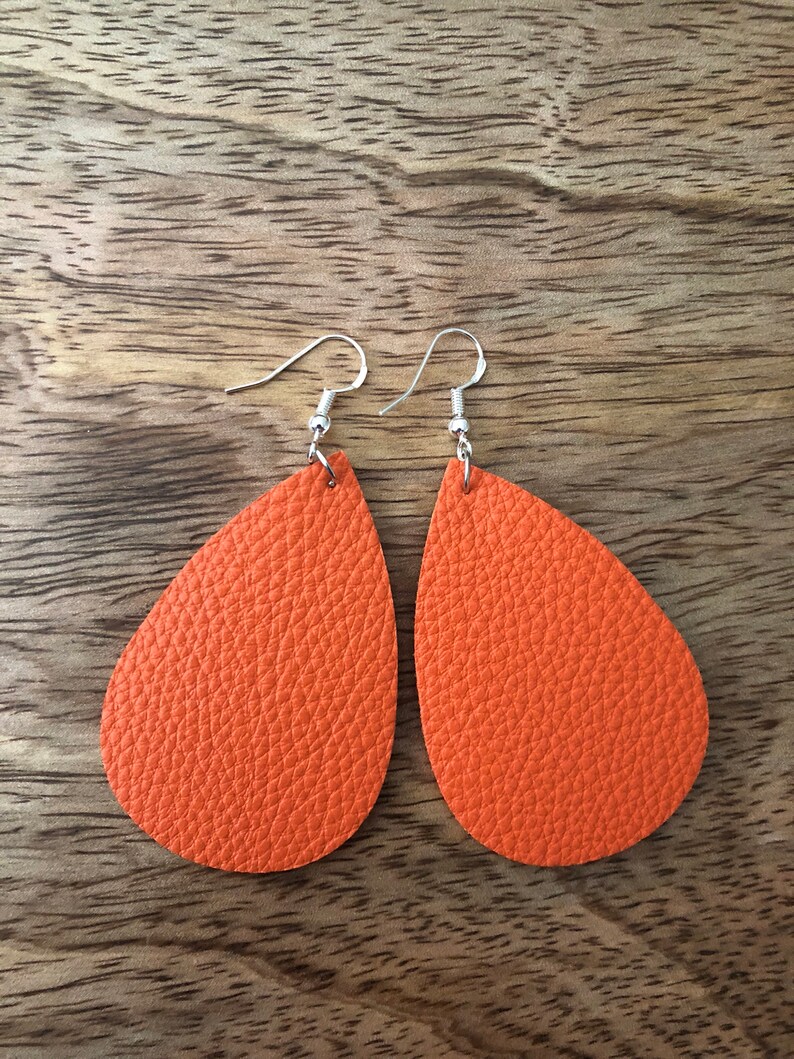 Faux Leather Teardrop Earrings Multi Color Both Sides Pastel Etsy