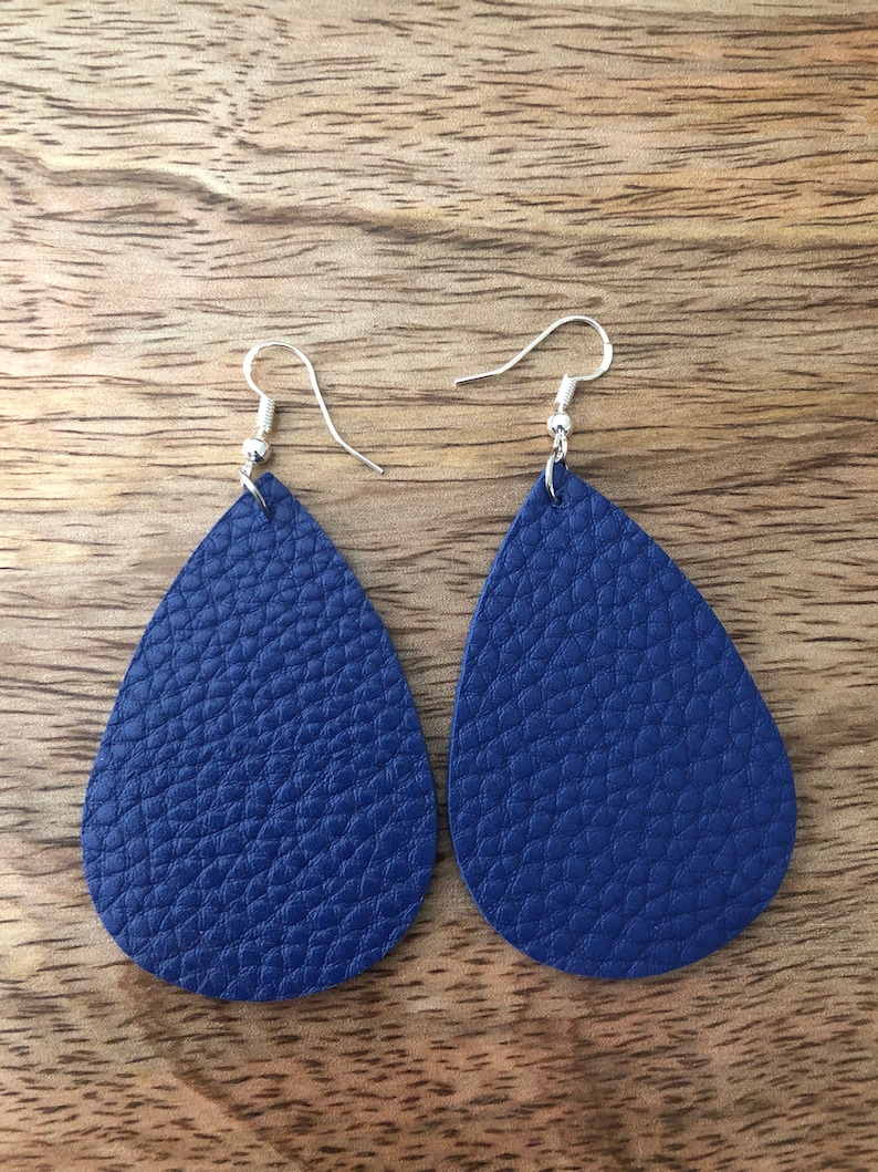 Faux Leather Teardrop Earrings Multi Color Both Sides Pastel Etsy