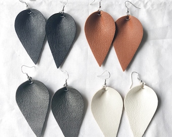 faux leather leaf earrings rustic