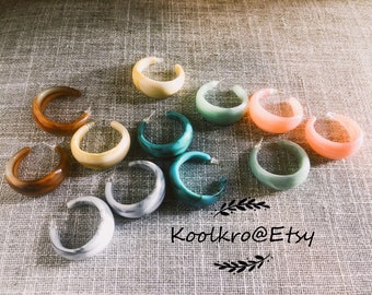 Large C shape Resin tortoise ear hoop cuff earrings