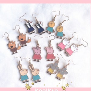 Peppa Pig inspired Earrings, Peppa Pig and Her Friends Earrings, Suzy Sheep image 1